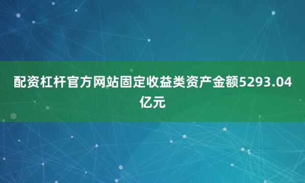 配资杠杆官方网站固定收益类资产金额5293.04亿元