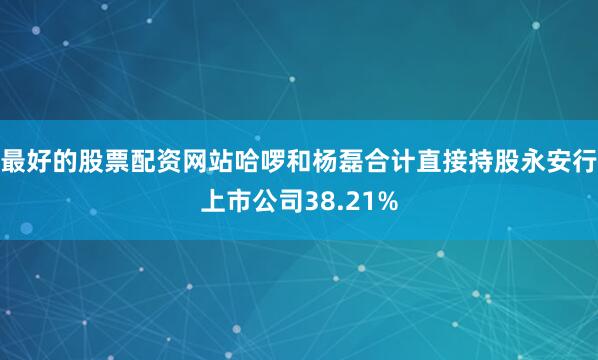 最好的股票配资网站哈啰和杨磊合计直接持股永安行上市公司38.21%